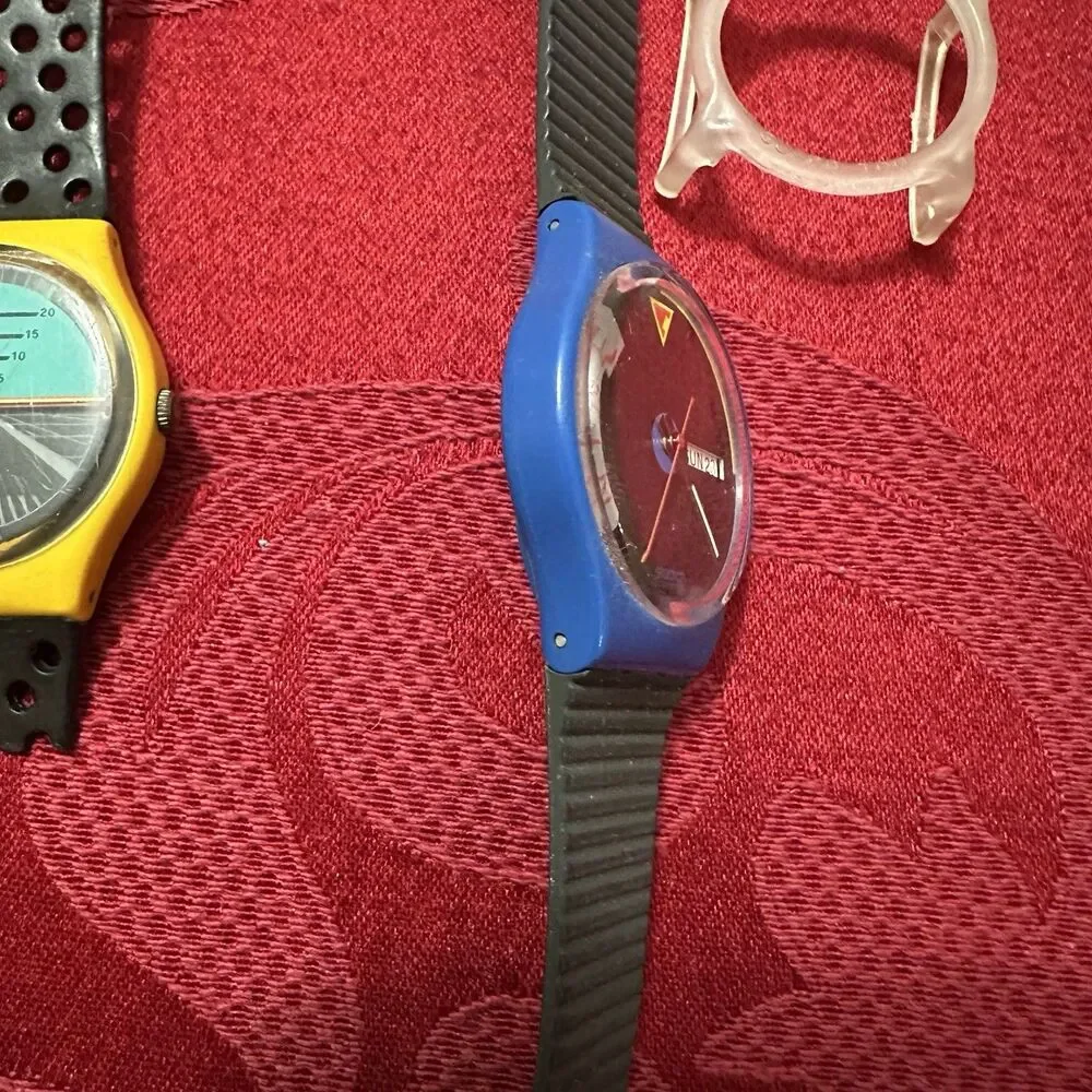 Vintage 1989 / 1987 Swatch Blue Jet & Follow Me Classic Design New Batteries.